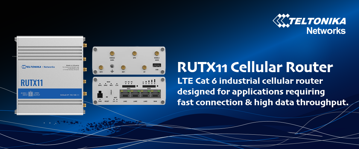RUTX11 Industrial Cellular Router by Teltonika Networks